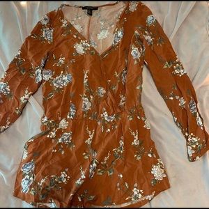 rust orange floral romper